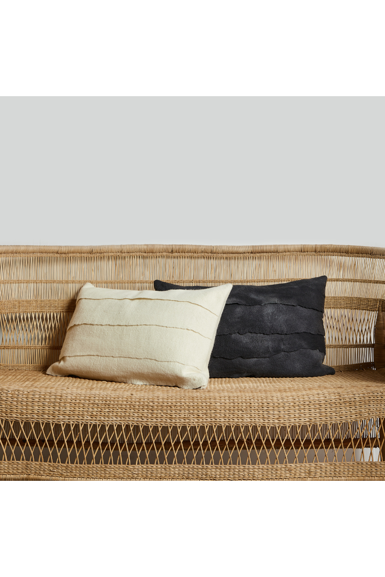 Layered Hand-Felted Merino Wool Throw Pillow - Lumbar - with Insert, Alternate, color, Ivory