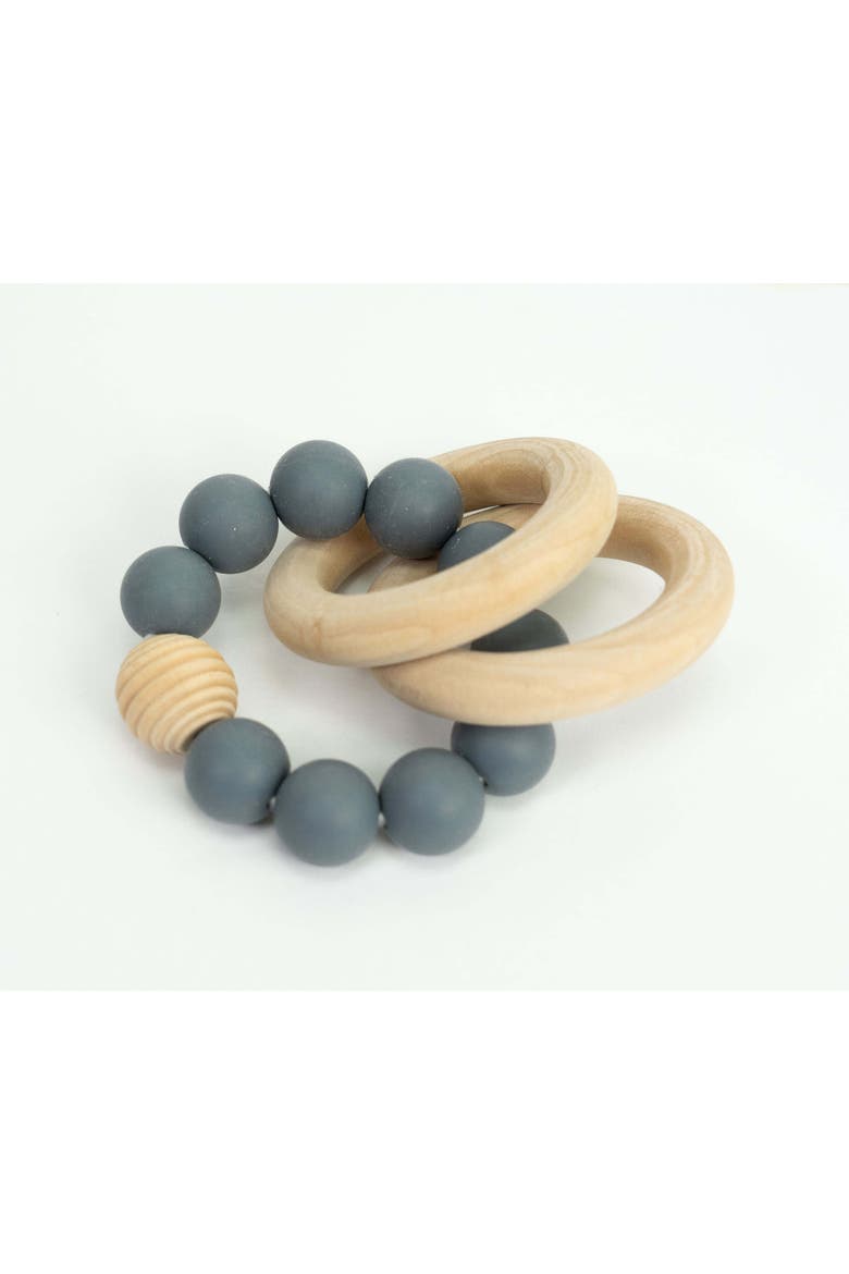 Silicone Beaded Teether Bangles for Babies, Alternate, color, Cloudy grey