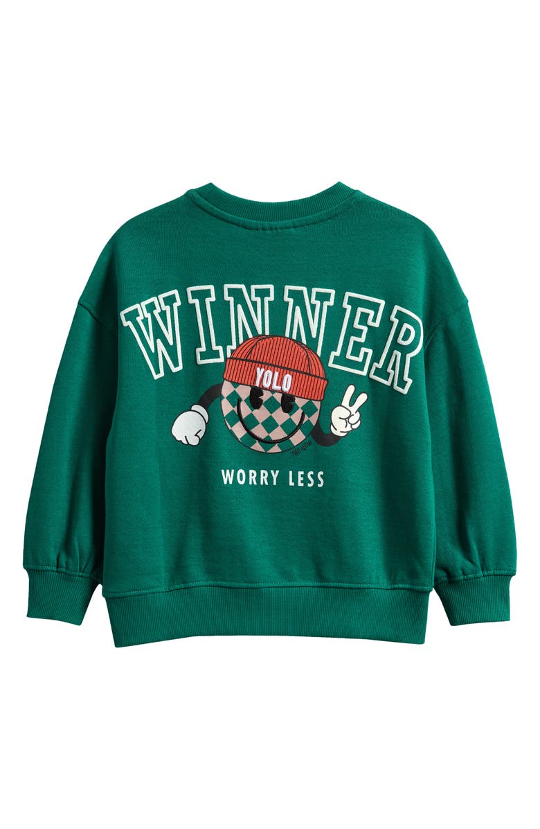 THE NEW Kids' Paul Oversize Organic Cotton Sweatshirt, Alternate, color, Alpine Green