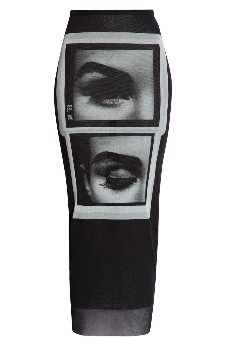 Jean Paul Gaultier The Eyes & Lips Mesh Pencil Skirt, Alternate, color, 