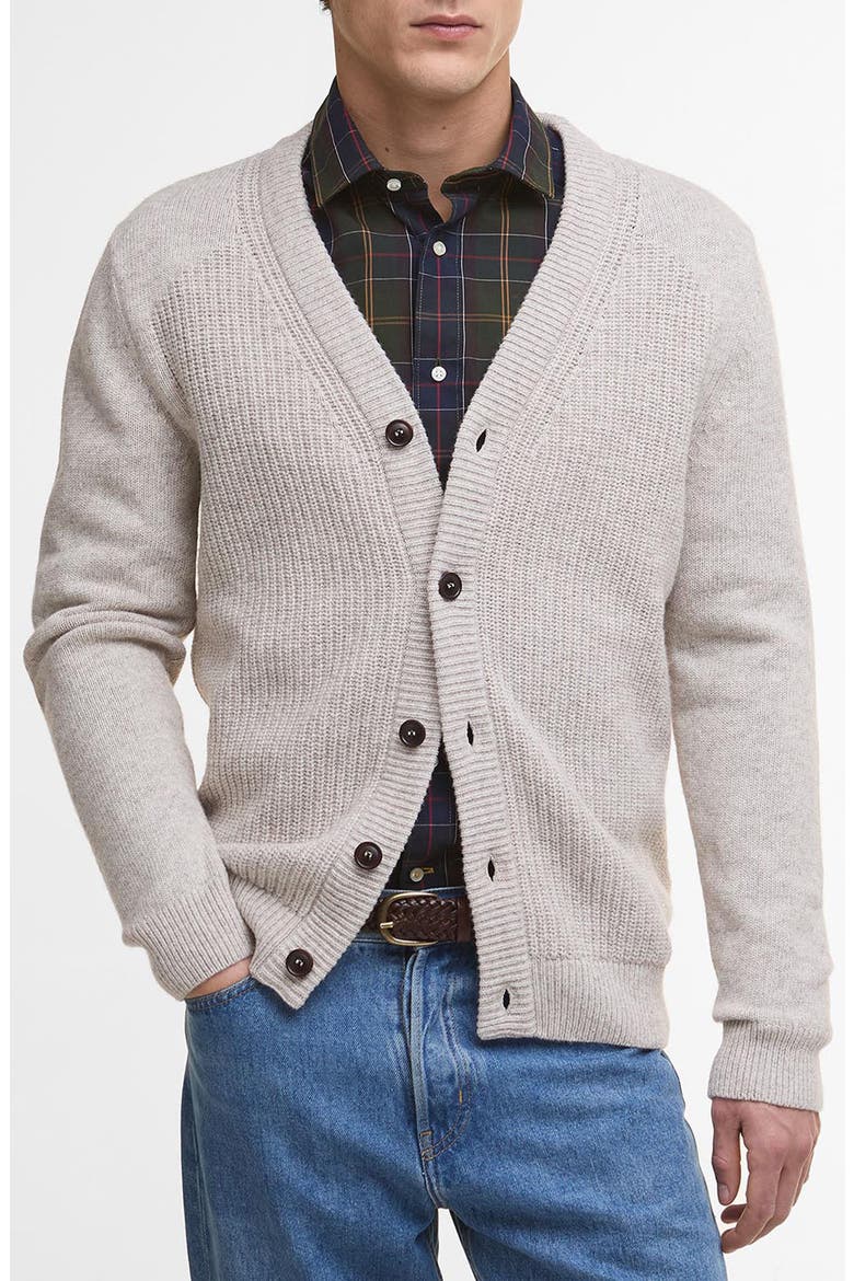 Mainland Ribbed Wool & Cotton Cardigan, Main, color, MIST