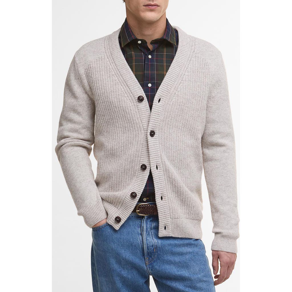 Barbour Mainland Knitted Cardigan In Gray