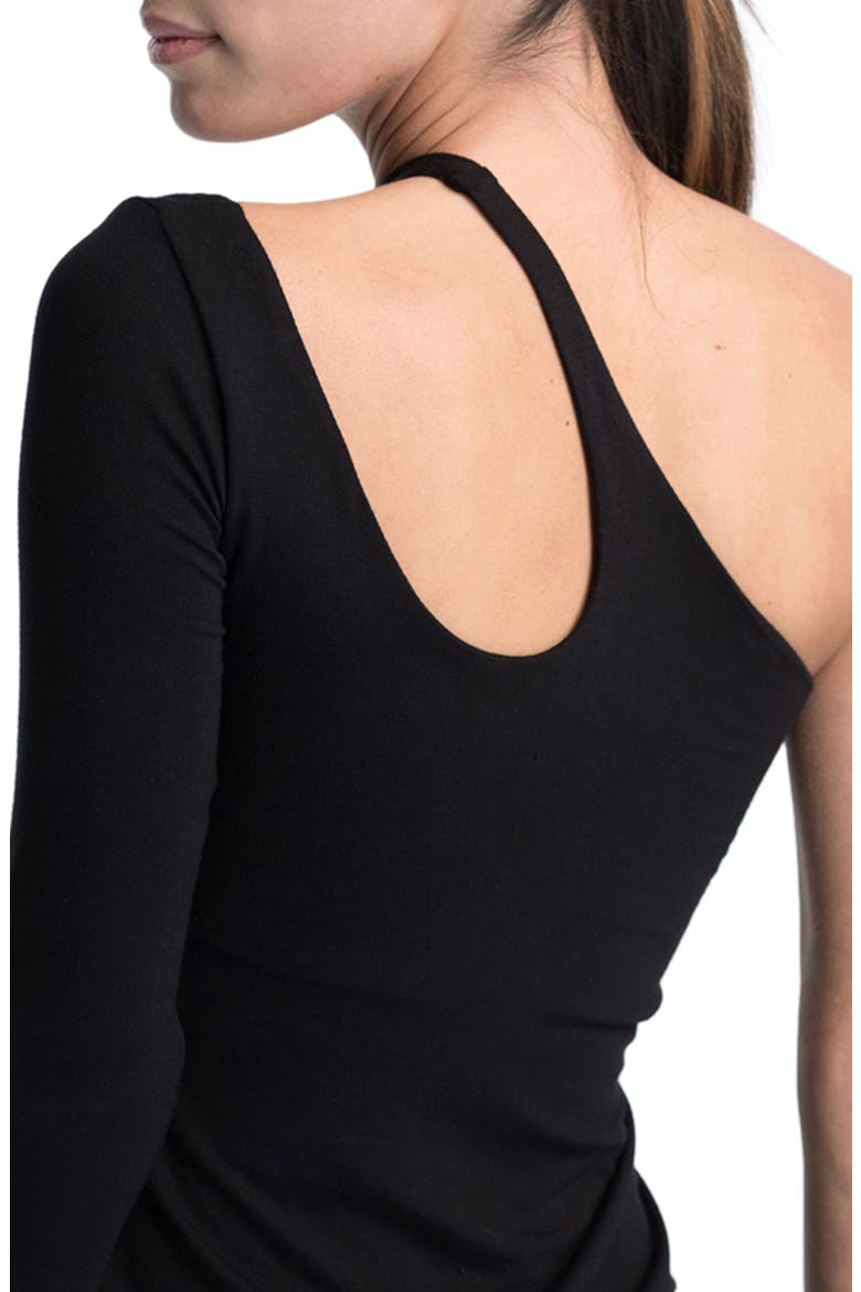 Cutout One-Shoulder Top, Alternate, color, BLACK
