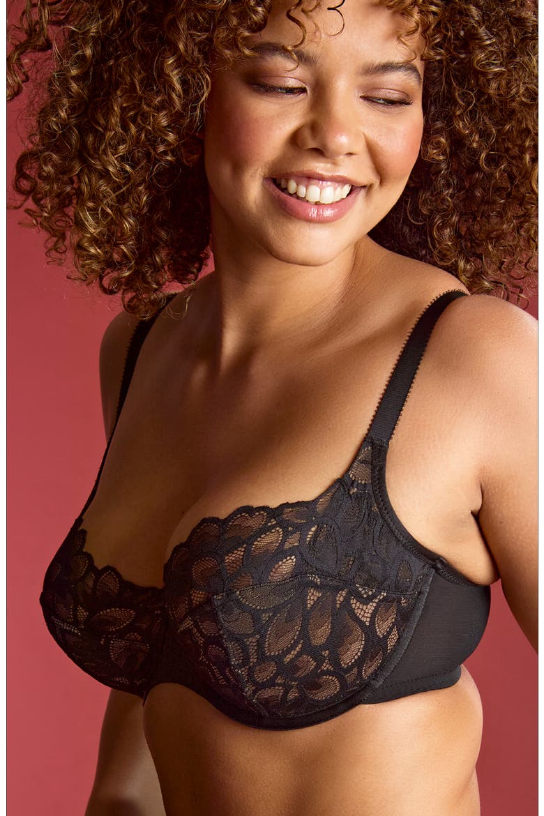 Allure Lace Low Cut Bra, Alternate, color, BLACK/ LATTE