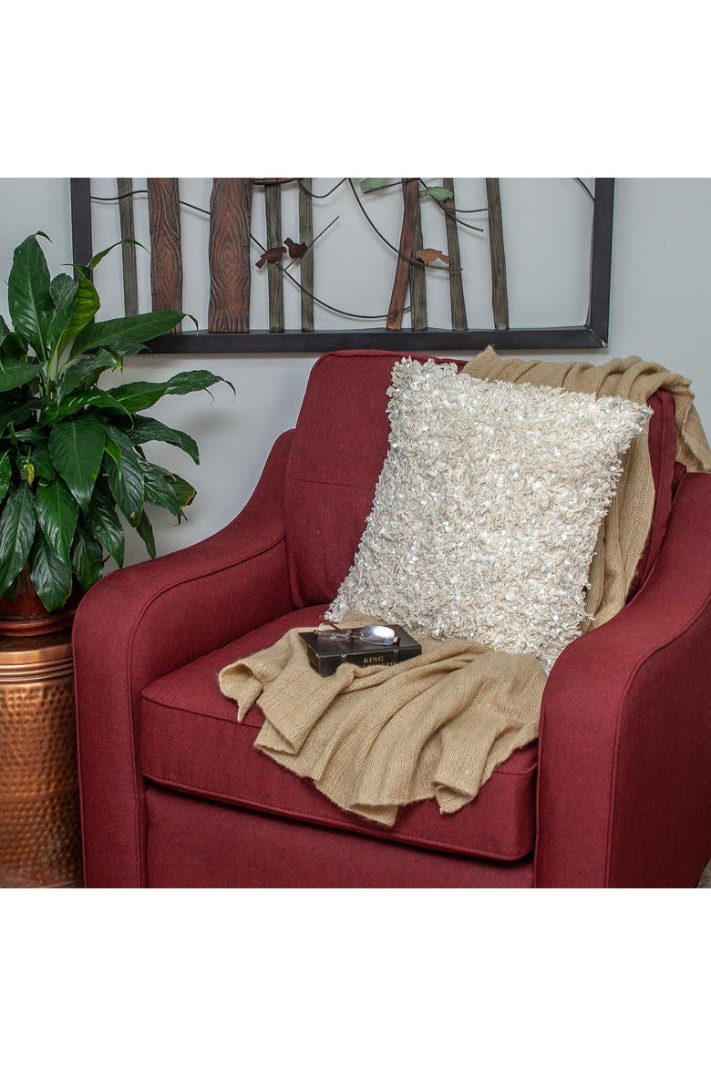 Tria Bohemian Beige Throw Pillow, Alternate, color, BEIGE