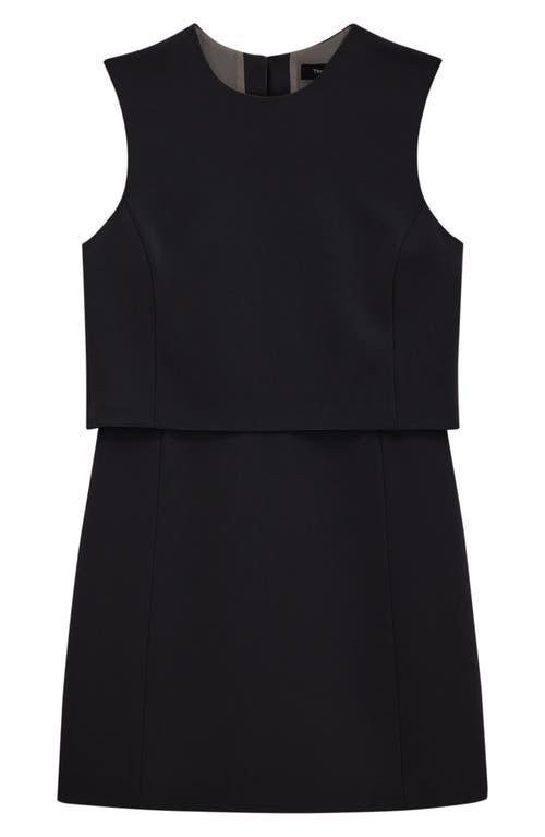 Theory Crepe Sculpted Layer Mini Dress In Black