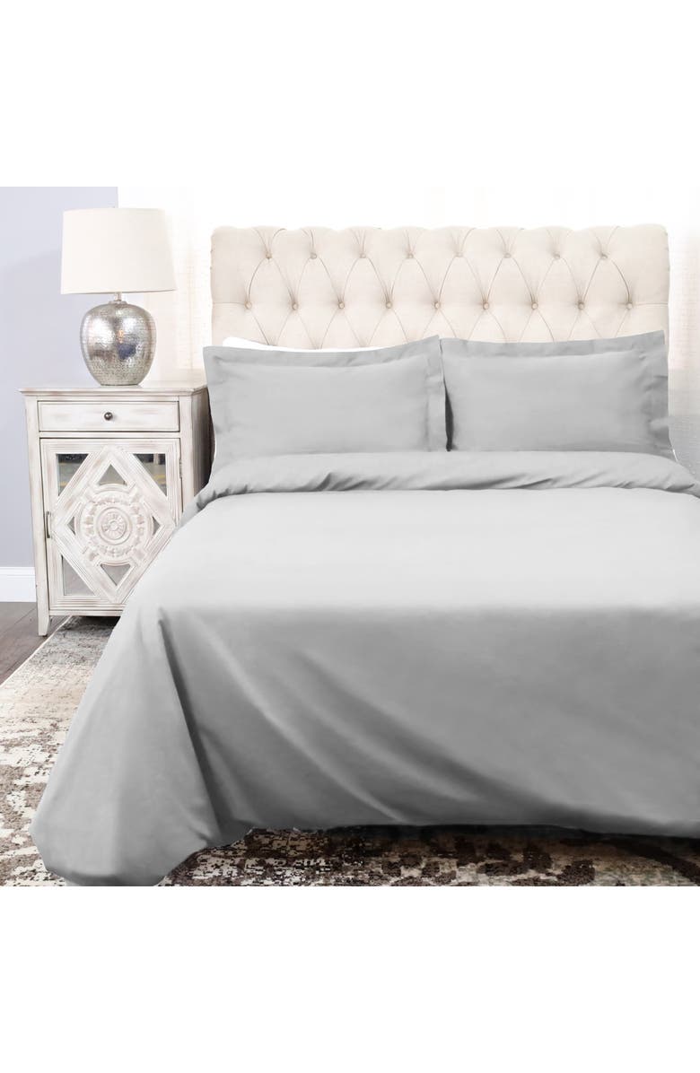 Superior Solid 300 Thread Count Sateen Duvet Cover & Shams Set, Alternate, color, Platinum