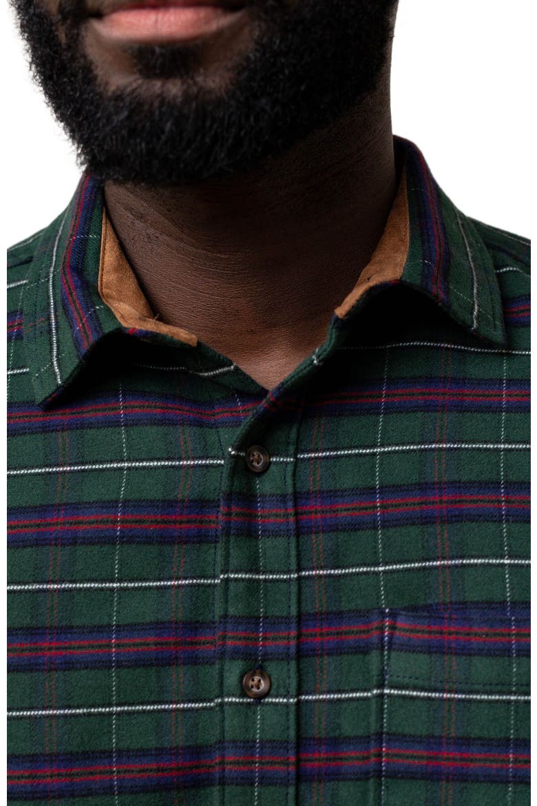 Men's Organic Flannel Shirt with Suede, Alternate, color, Merry Pine Plaid