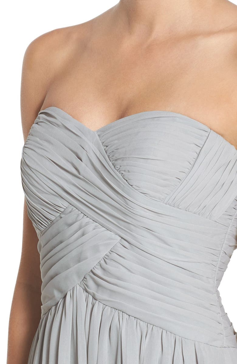 JS Boutique Strapless Ruched Chiffon Gown, Alternate, color, 
