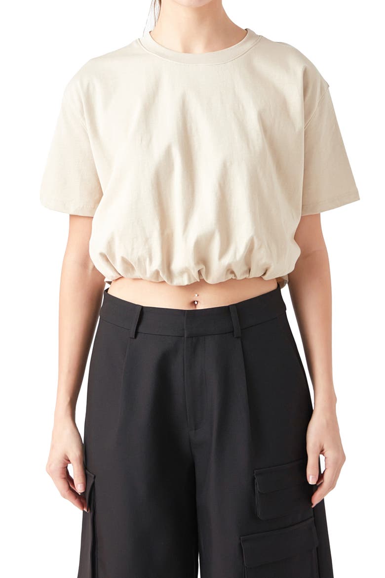 Bubble Hem Crop Top, Alternate, color, BEIGE