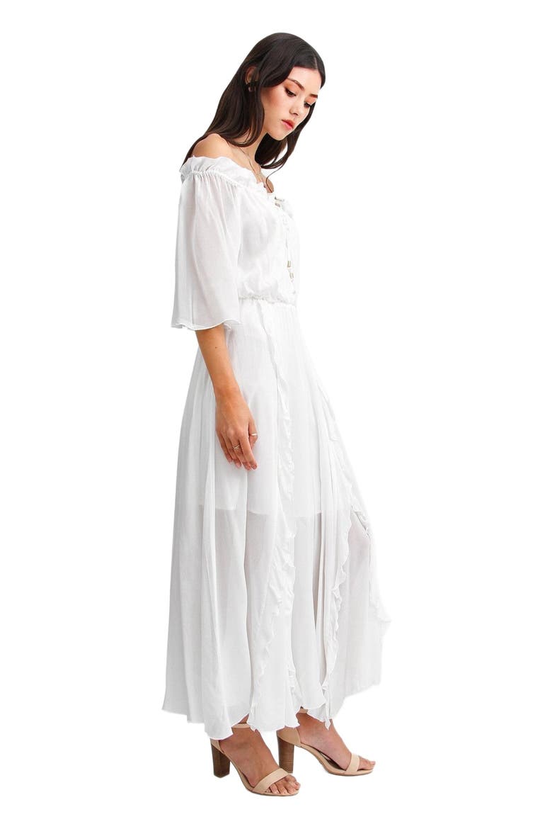 Amour Amour Ruffled Midi Dress, Alternate, color, White