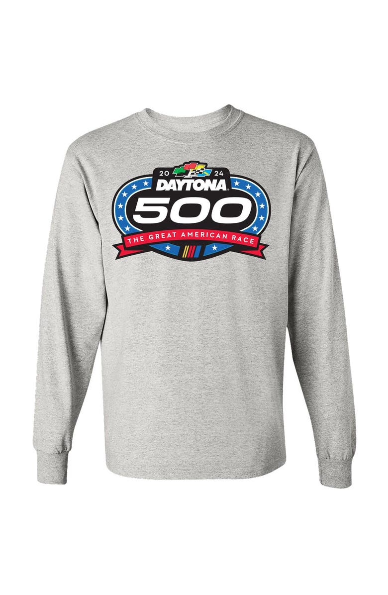 CHECKERED FLAG Men's Checkered Flag Sports  Gray 2024 Daytona 500 Logo Long Sleeve T-Shirt, Alternate, color, 