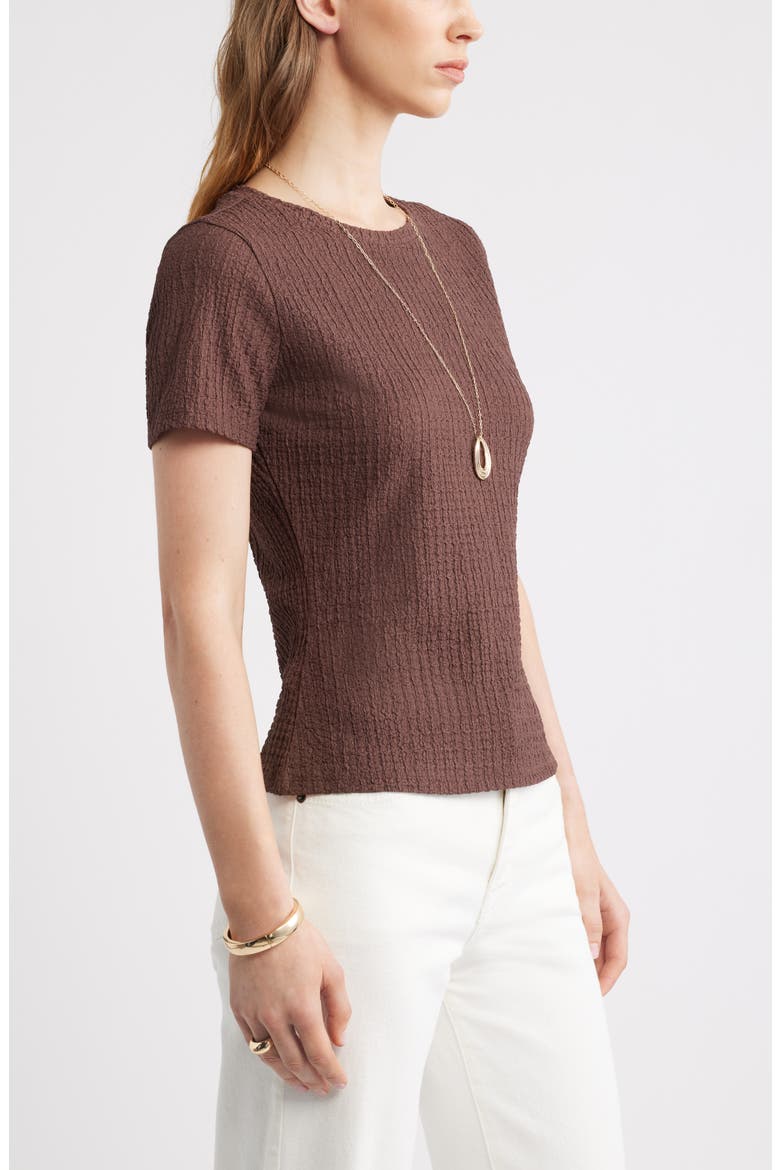 Textured T-Shirt, Alternate, color, BROWN ROAST