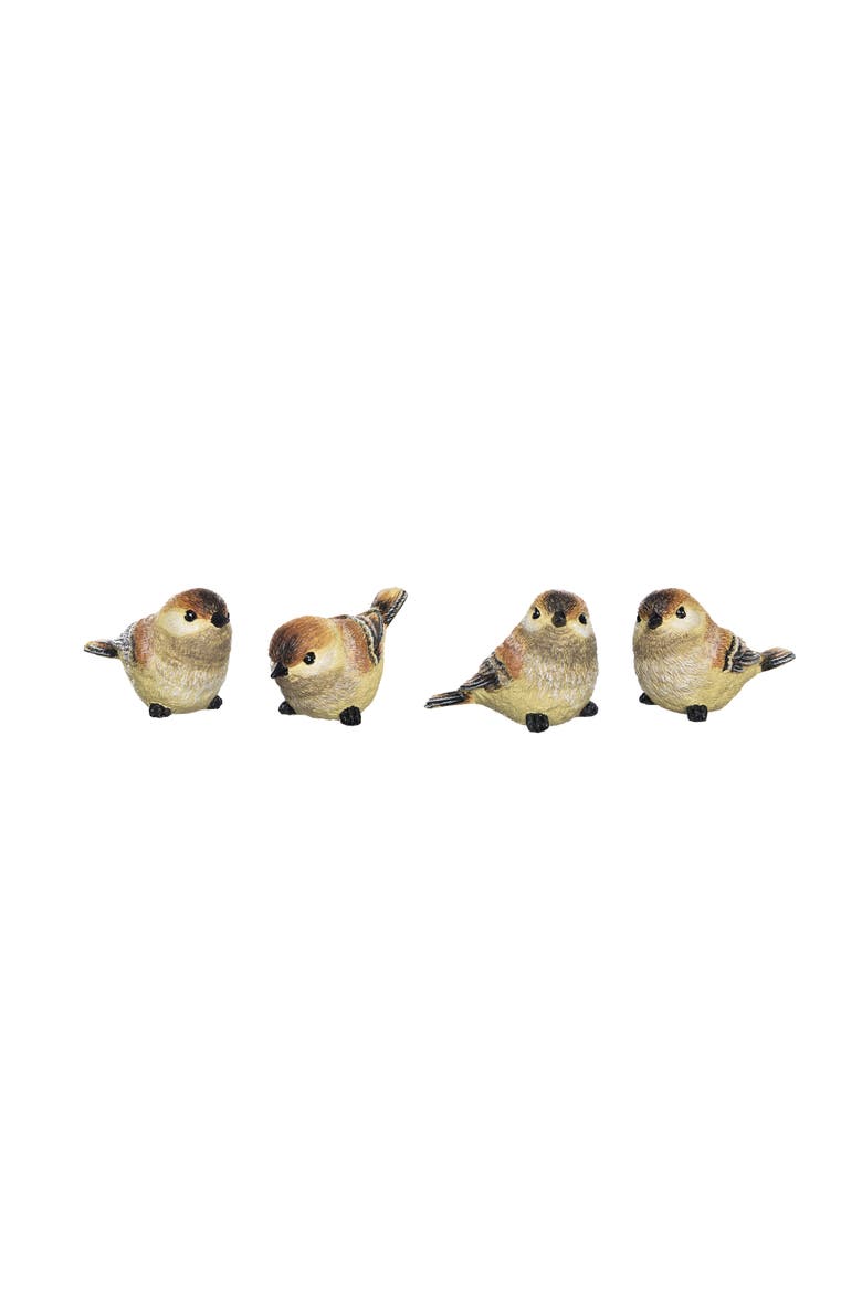 Small Resin Yellow and Orange Bird Set of 4 Decorative Figurines for Spring Tabletop Decor and Gifts, Main, color, Yellow