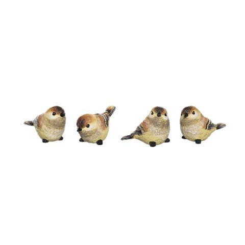 Small Resin Yellow and Orange Bird Set of 4 Decorative Figurines for Spring Tabletop Decor and Gifts
