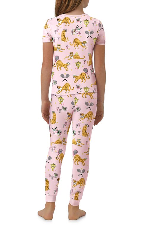 Shop Bedhead Pajamas Kids' Print Fitted Two-piece Stretch Jersey Pajamas In Tennis Cheetahs