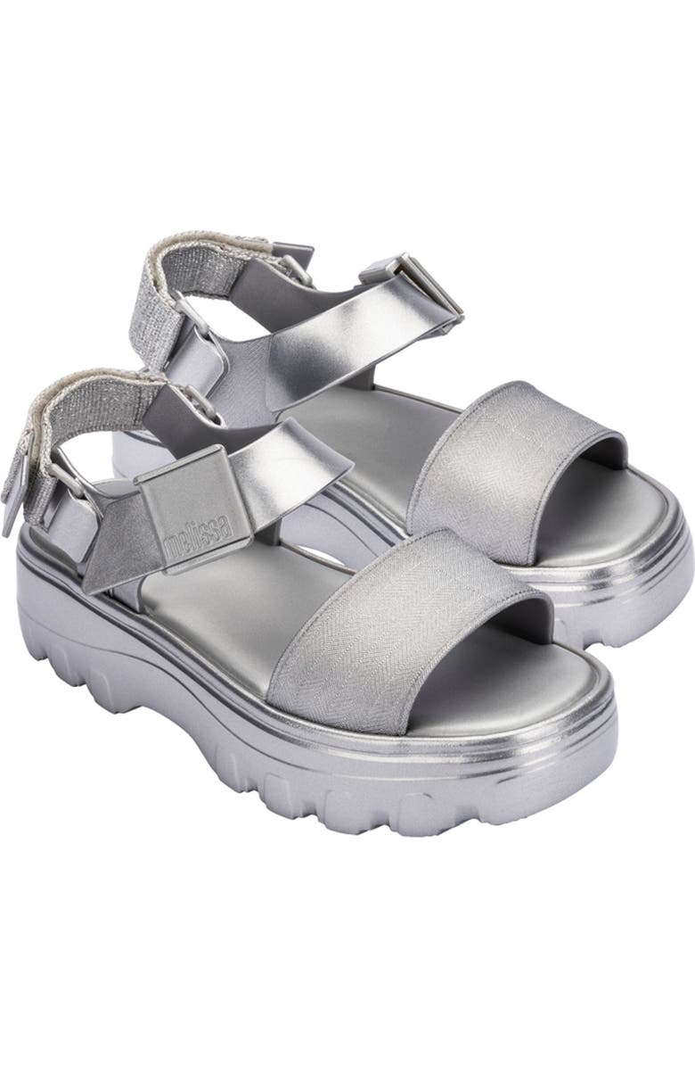 Melissa Kick Off Platform Sandal, Main, color, Silver