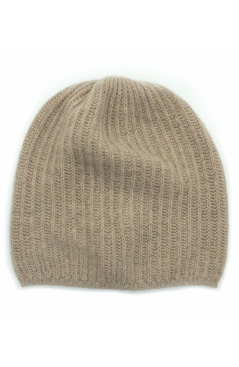 Rib Knit Cashmere Beanie