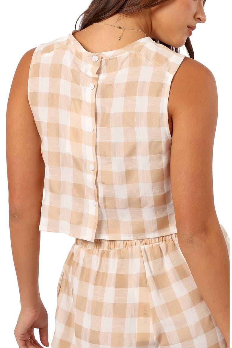 Jemmy Button Back Crop Shell, Alternate, color, BEIGE CHECK