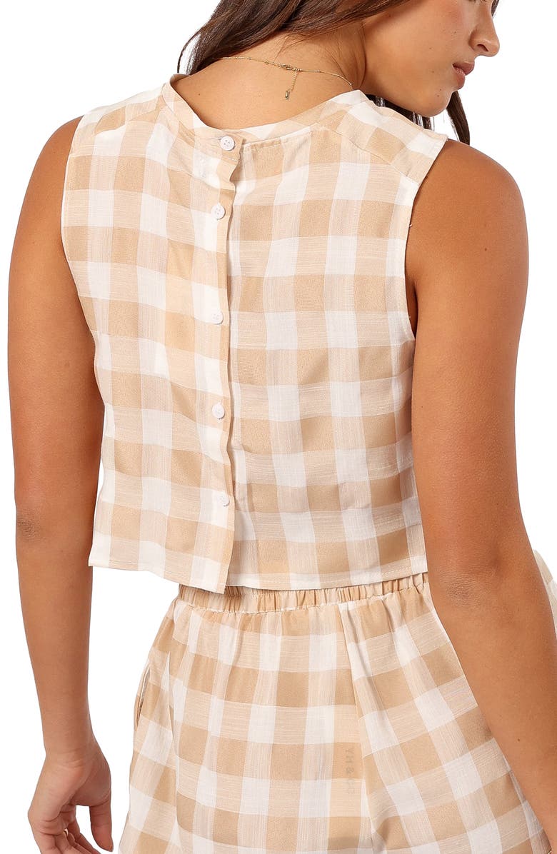 Petal & Pup Jemmy Button Back Crop Shell, Alternate, color, Beige Check