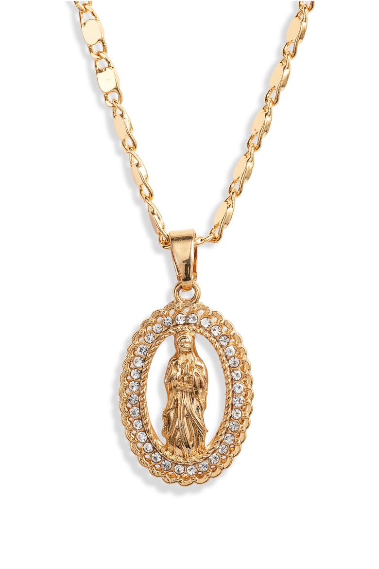 Crystal Embellished Guadalupe Pendant Necklace, Main, color, GOLD