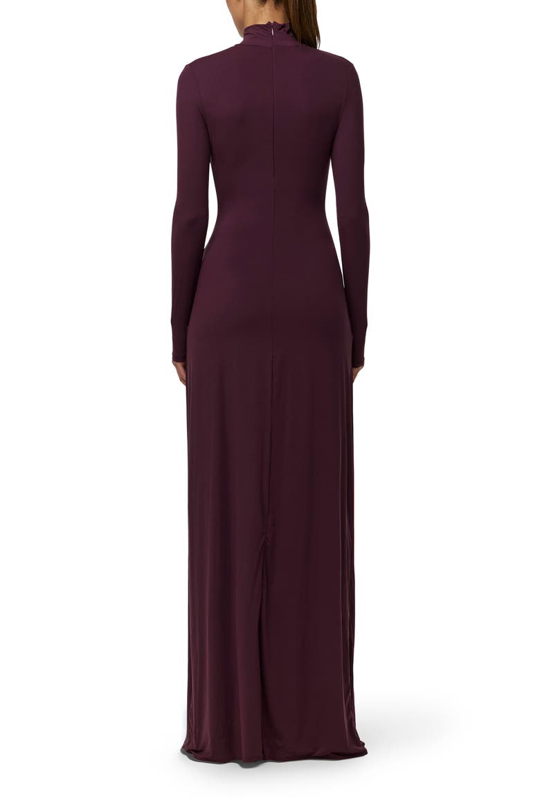 Cutout Tie Front Long Sleeve Maxi Dress, Alternate, color, DARK PLUM