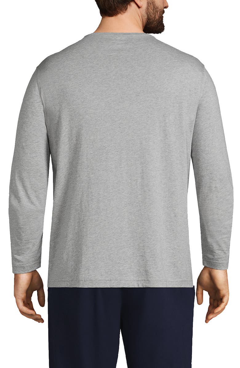 Lands' End Long Sleeve Cotton Supima Henley, Alternate, color, Light Gray Heather