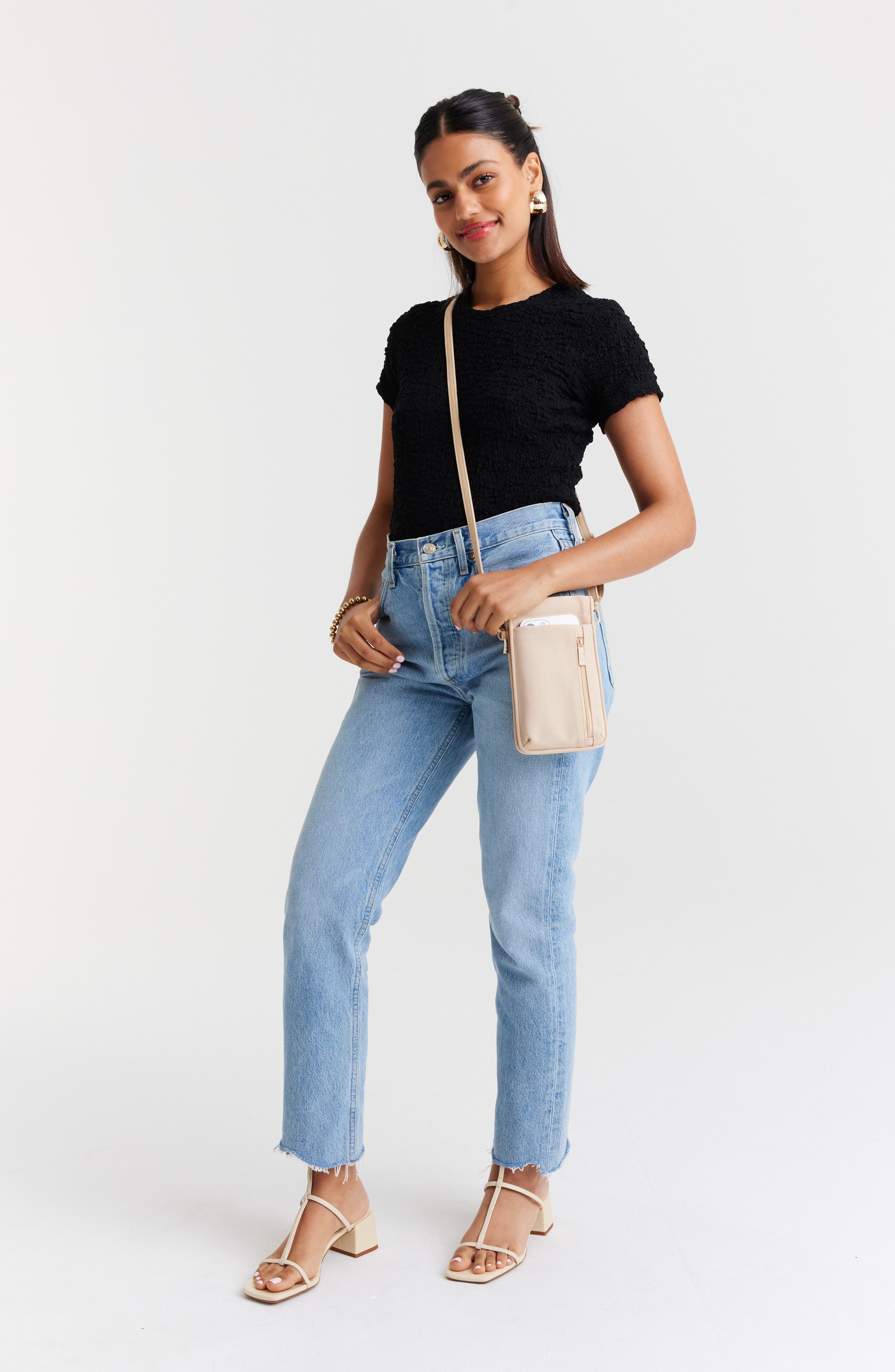 Béis The ID Nylon Crossbody, Alternate, color, Beige