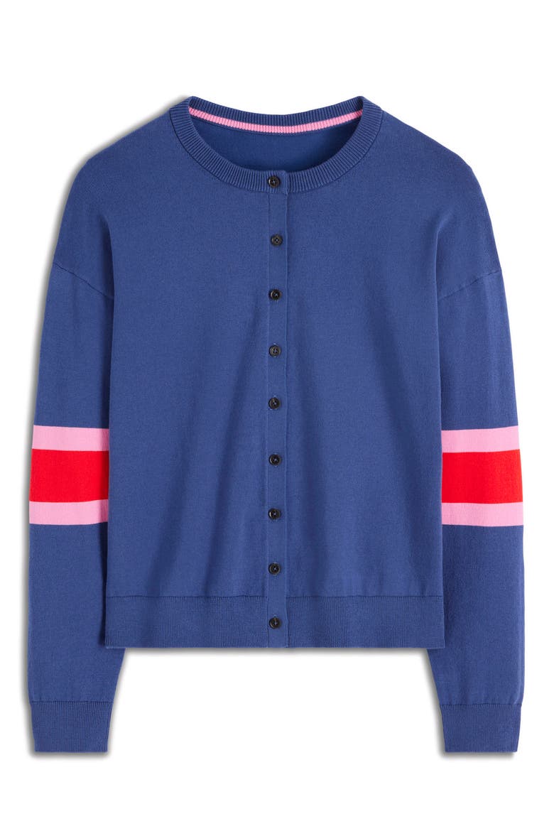 Relaxed Cotton Blend Cardigan, Alternate, color, DENIM BLUE