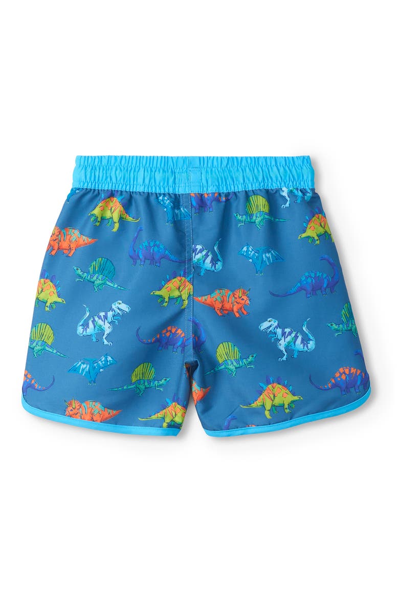 Kids' Dino Party Print Swim Trunks, Alternate, color, BLUE