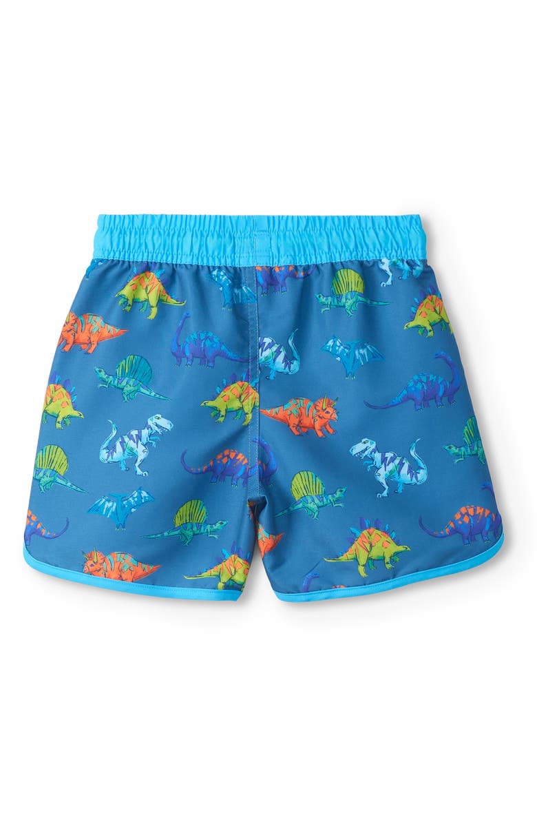 Hatley Kids' Dino Party Print Swim Trunks, Alternate, color, Blue