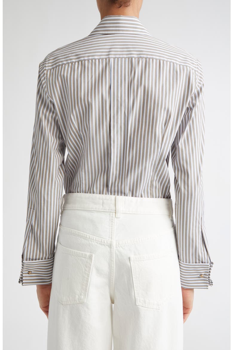 Risors Stripe Stretch Poplin Button-Up Shirt, Alternate, color, HAZELNUT BROWN