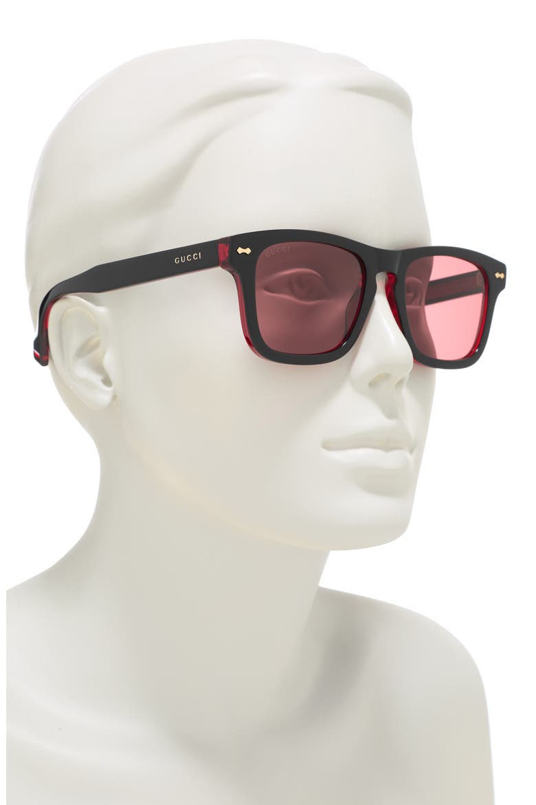 53mm Square Sunglasses, Alternate, color, BLACK