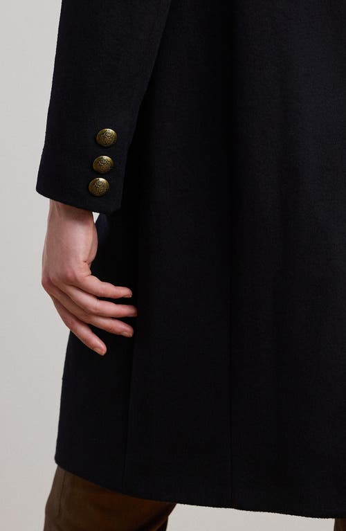 Ralph Lauren Crest-patch Wool-blend Coat In Black