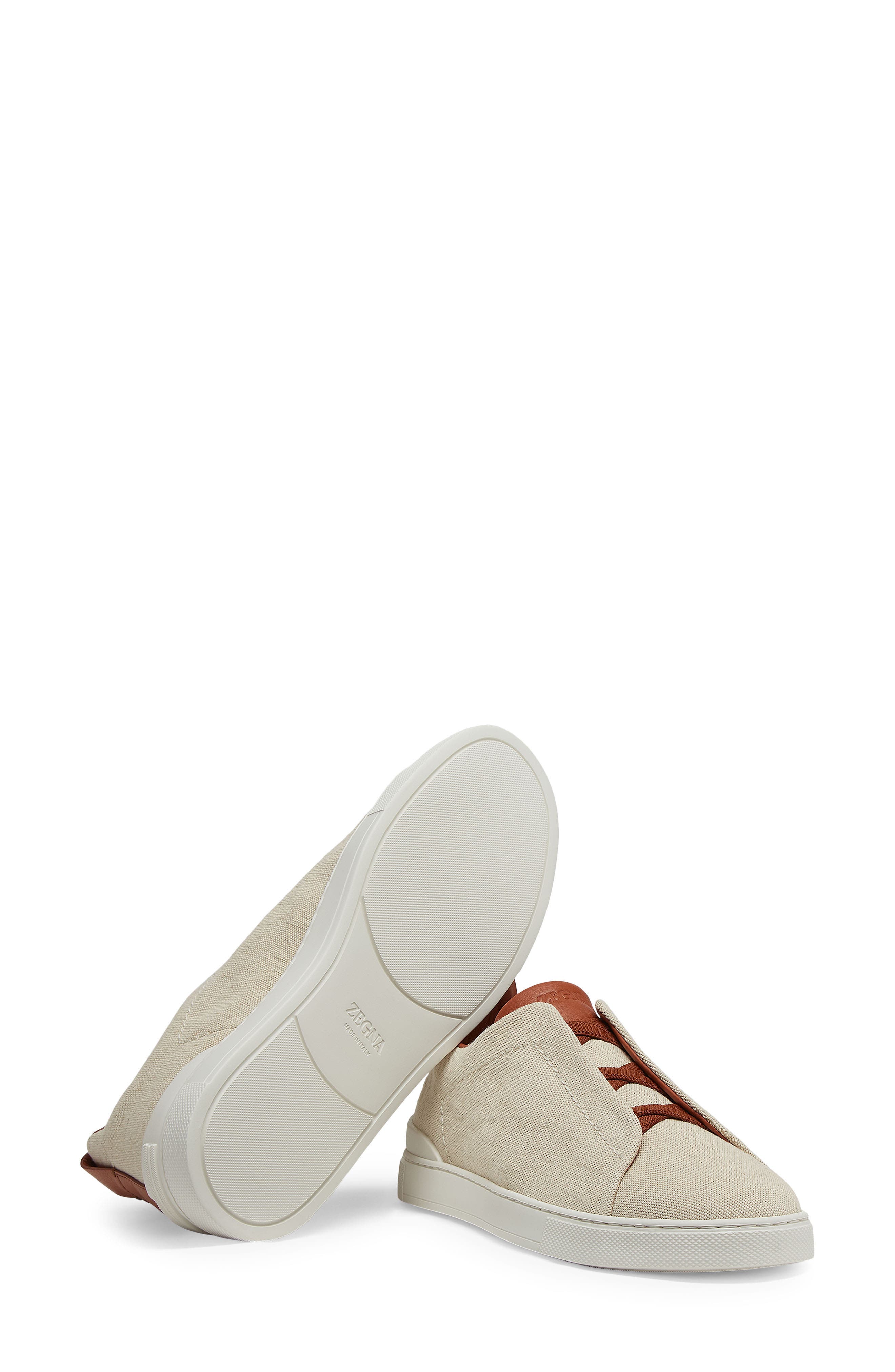 ZEGNA Triple Stitch Low Top Sneaker, Alternate, color, Sand
