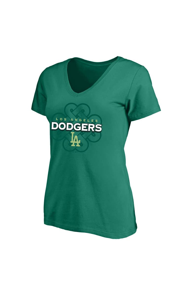 PROFILE Women's Profile Kelly Green Los Angeles Dodgers Plus Size Celtic V-Neck T-Shirt, Alternate, color, Kelly Green
