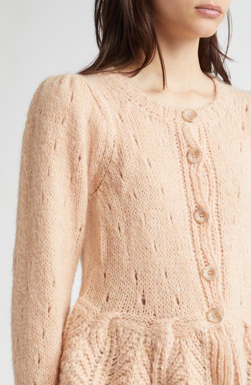 Farm Rio Ruffle Cardigan In Sand