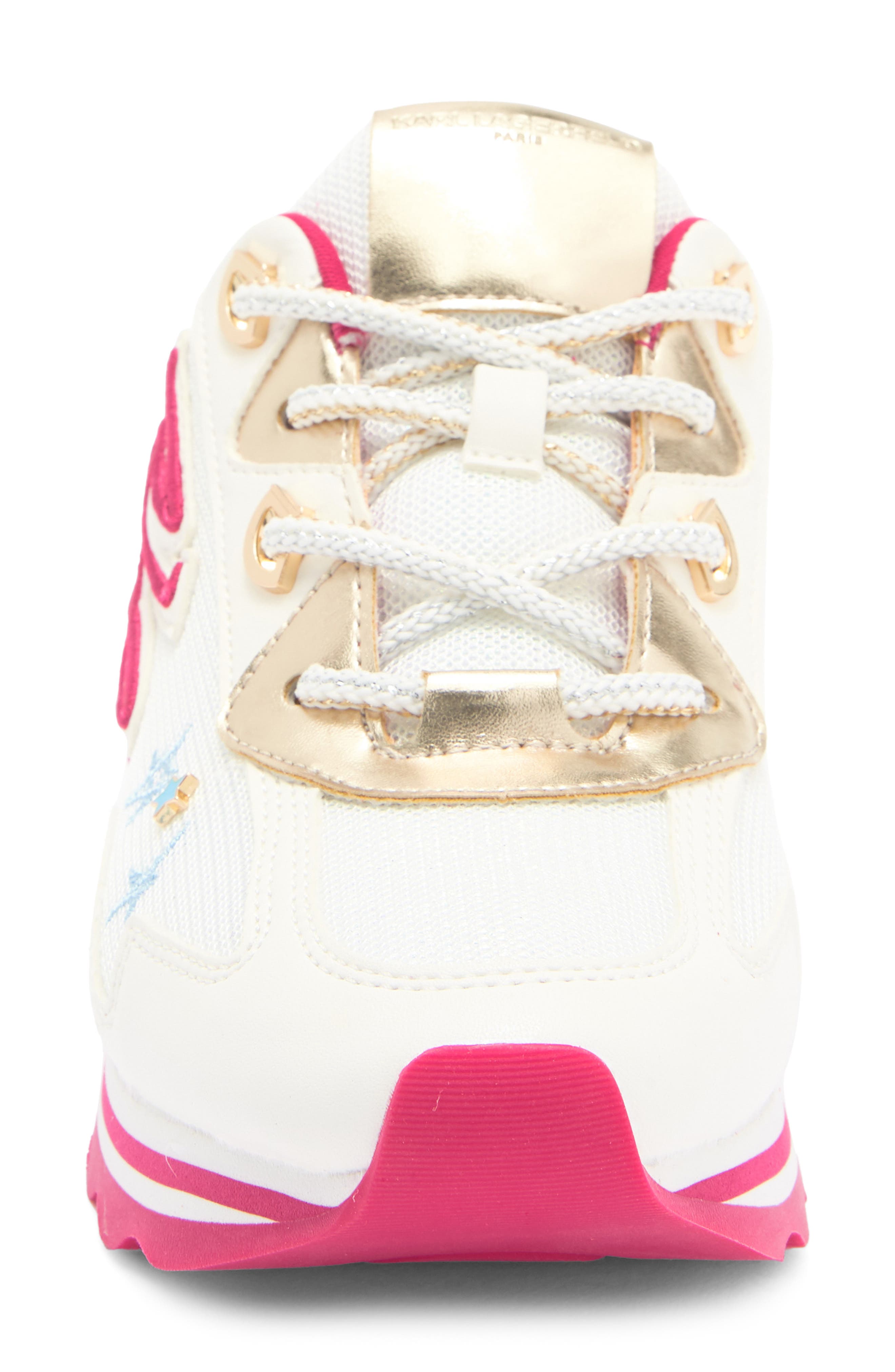 KARL LAGERFELD PARIS Masrina Sneaker, Alternate, color, Bright White/ Hot Pink