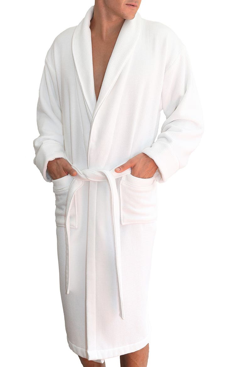 Turkish Cotton Waffle Terry Robe, Alternate, color, WHITE