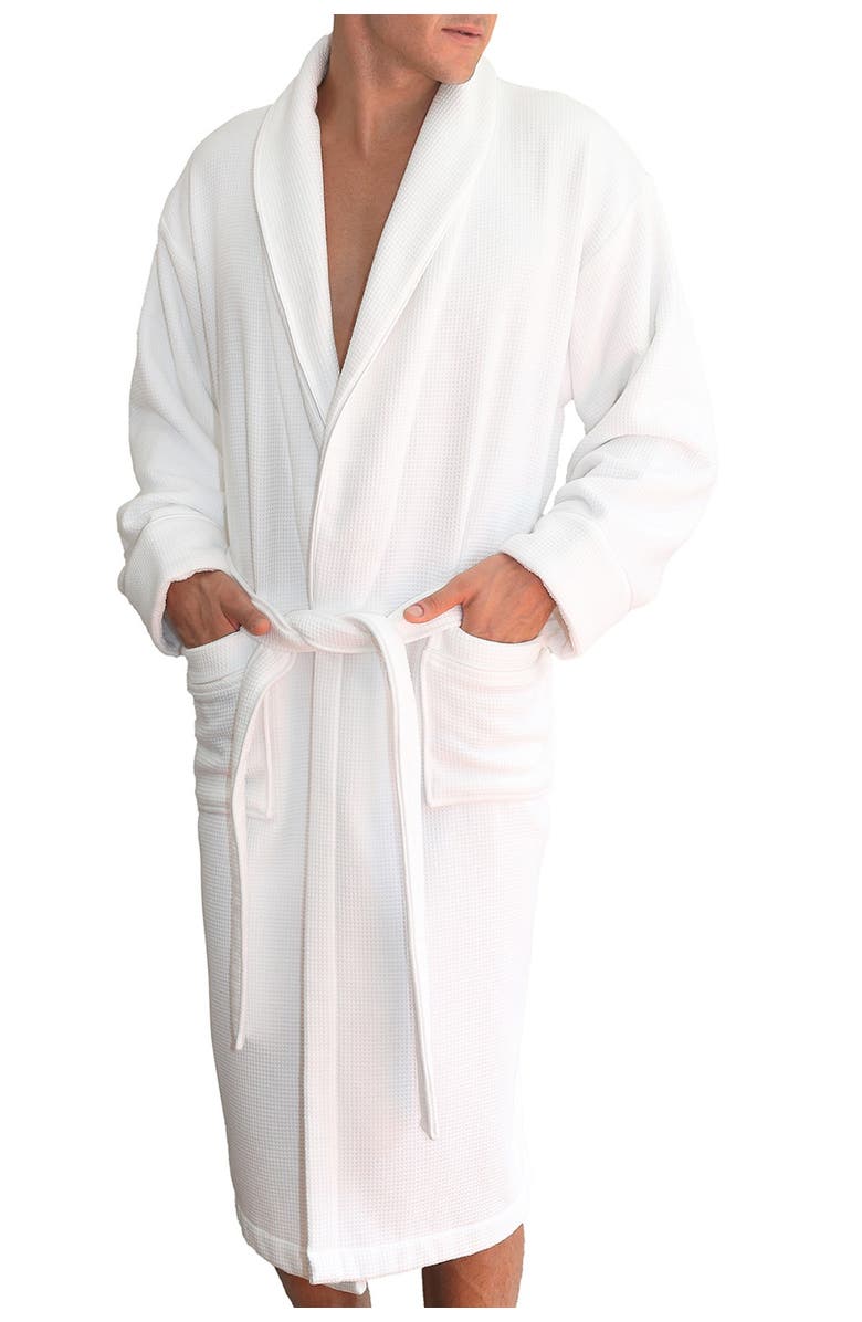 Linum Home Textiles Turkish Cotton Waffle Terry Robe, Alternate, color, White