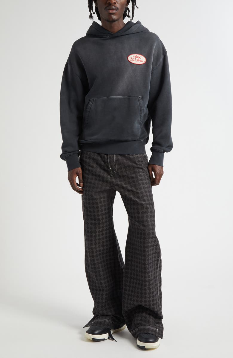 AMIRI Station Patch Oversize Hoodie, Alternate, color, Black