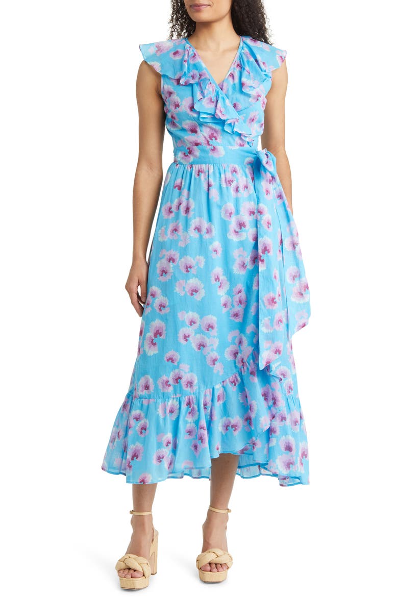 Eris Floral Print Wrap Dress, Main, color, FLORAL NORSE