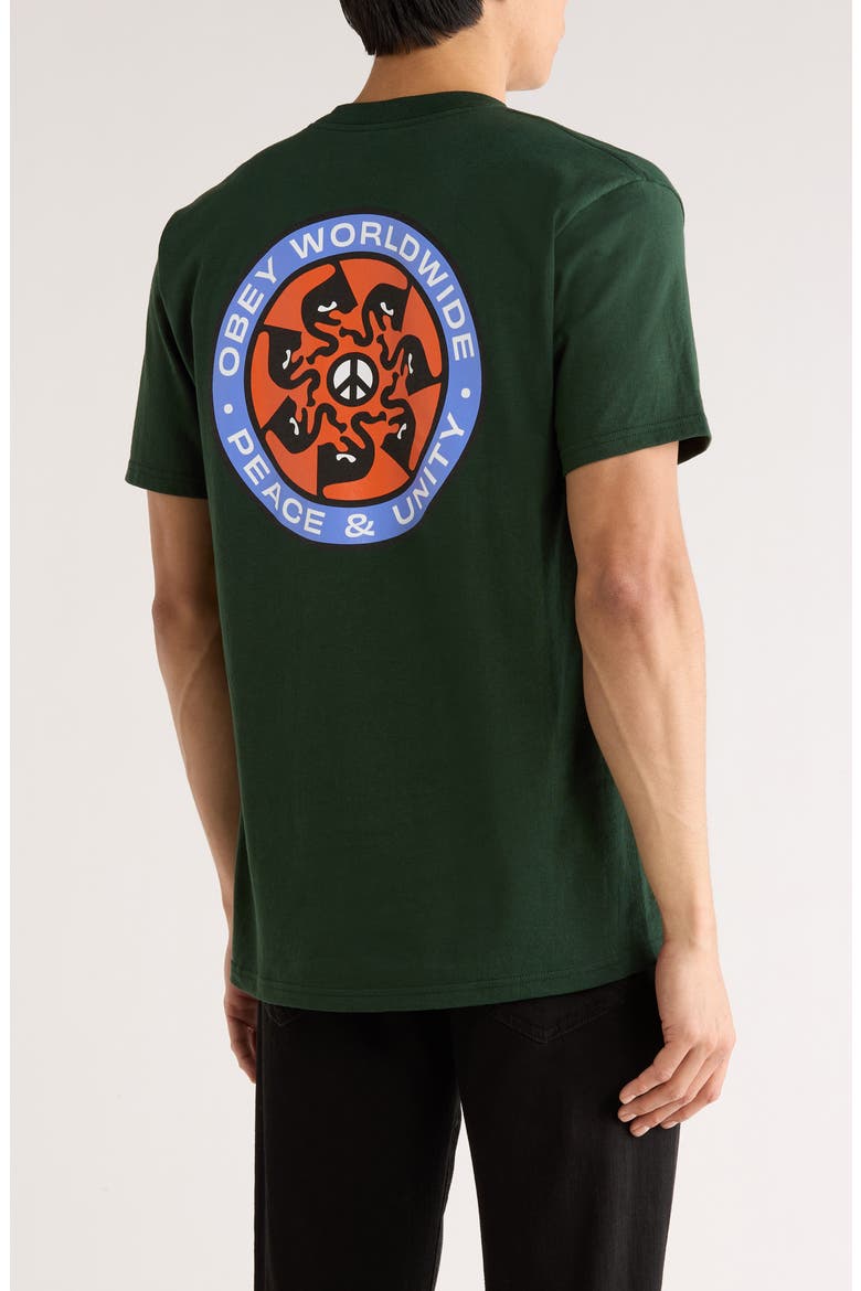 Logo Peace Wheel Graphic T-Shirt, Alternate, color, FOREST GREEN