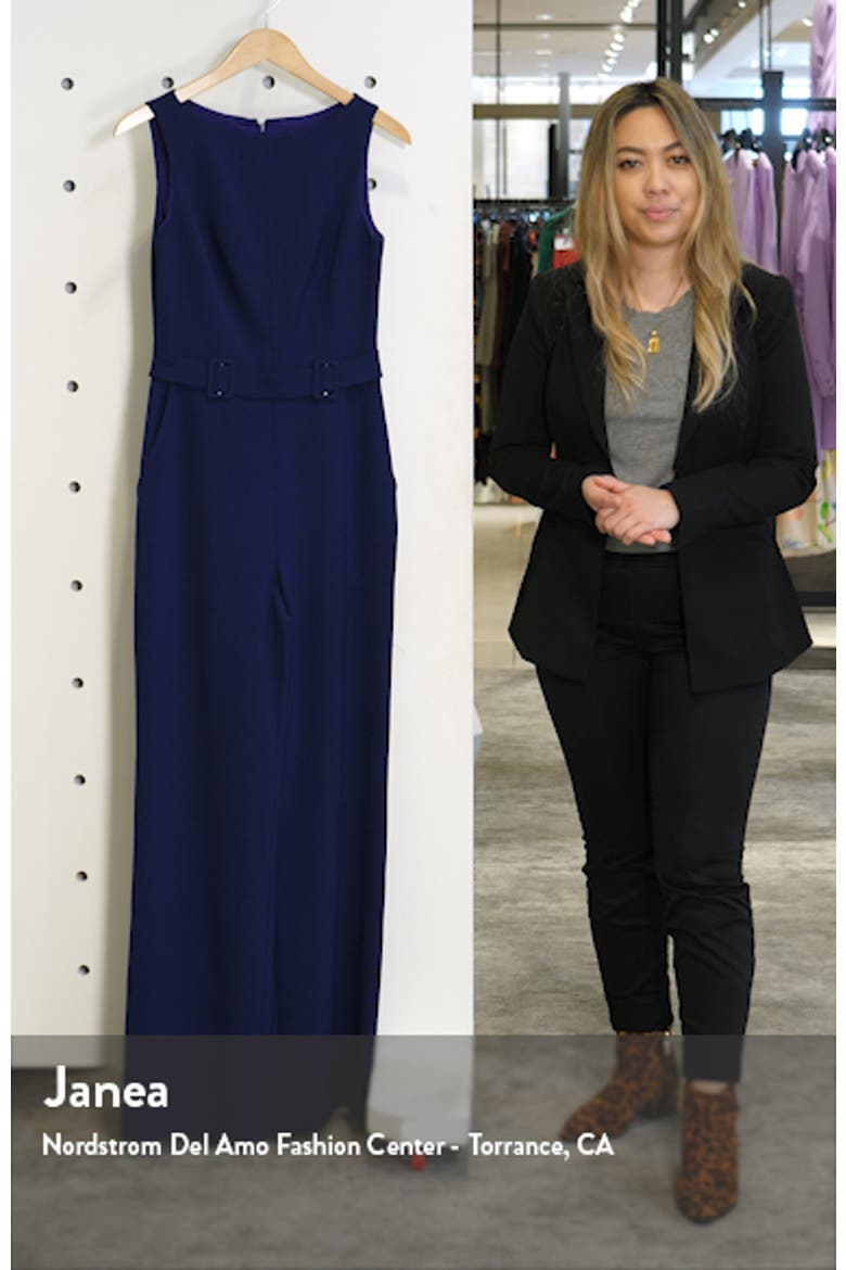 Belted Sleeveless Stretch Crepe Jumpsuit video