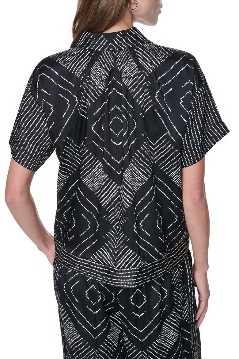 Scarf Print Button Front Shirt, Alternate, color, GEO DIAMOND POINTELLE