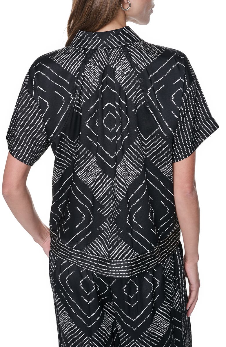 DKNY Scarf Print Button Front Shirt, Alternate, color, Geo Diamond Pointelle