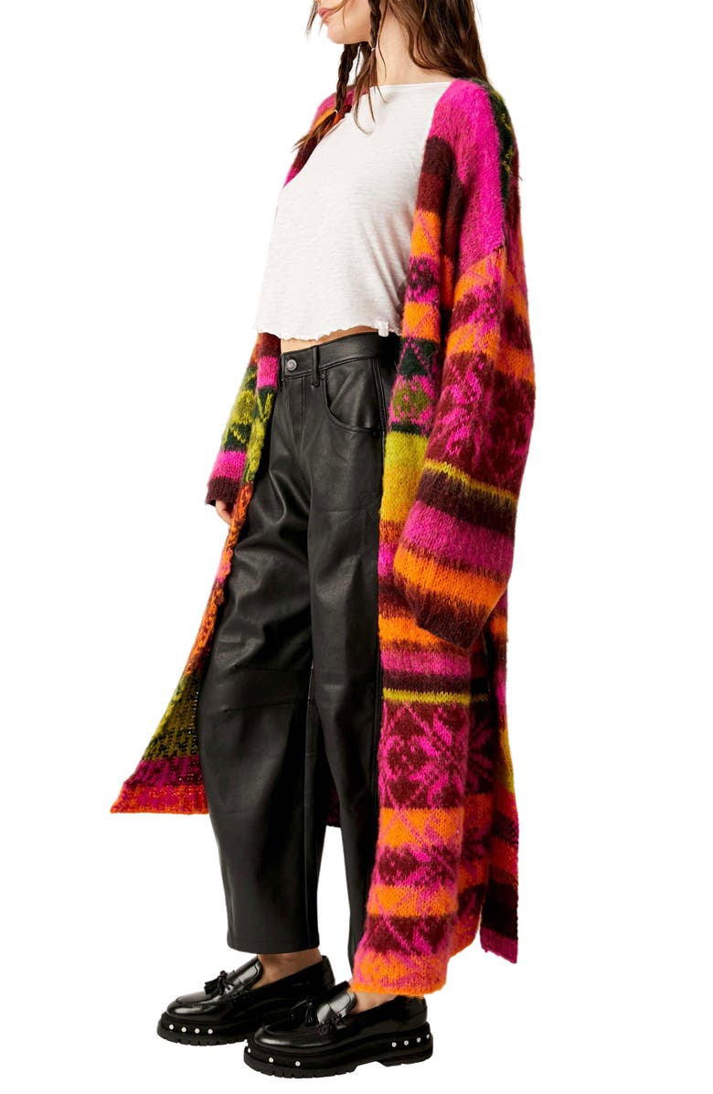 Free People Snowflake Tie Waist Long Cardigan, Alternate, color, 