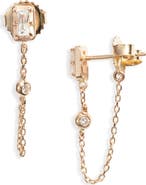 Anzie Cléo Chain Drop Diamond Front/Back Earrings