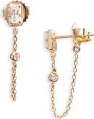 Anzie Cléo Chain Drop Diamond Front/Back Earrings