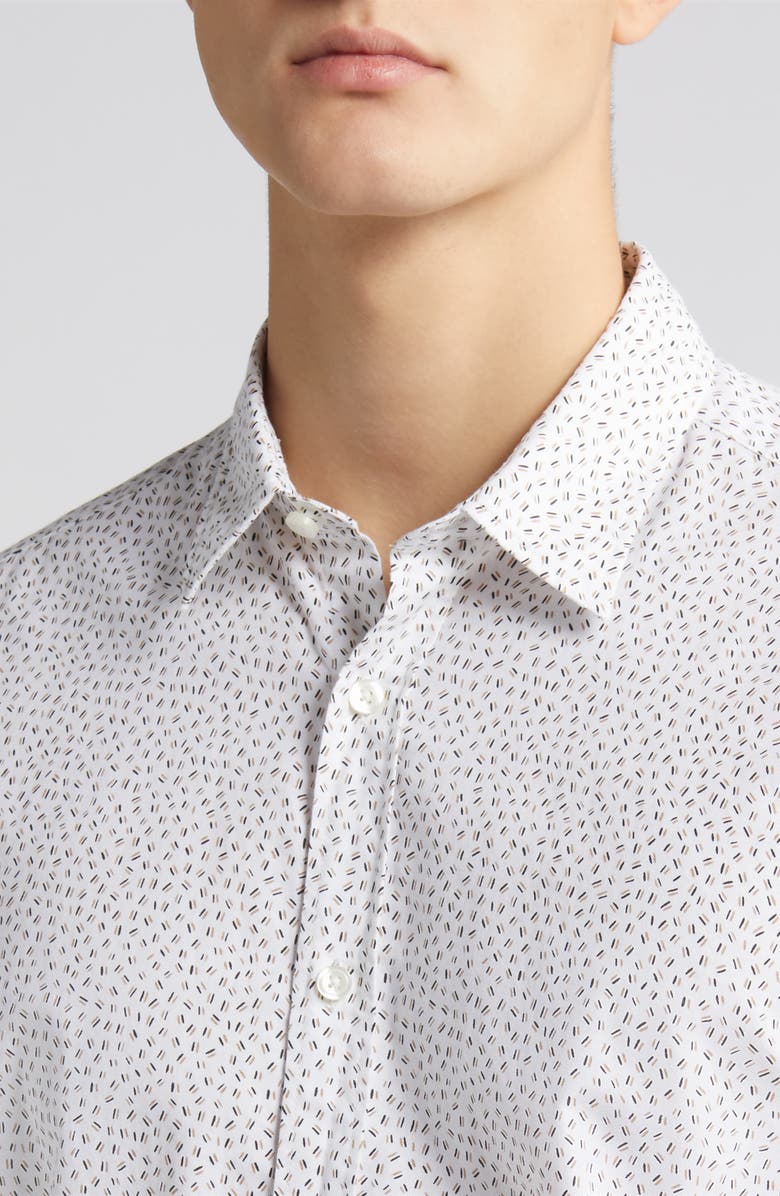 BOSS Liam Ditsy Print Button-Up Shirt, Alternate, color, Open Wht